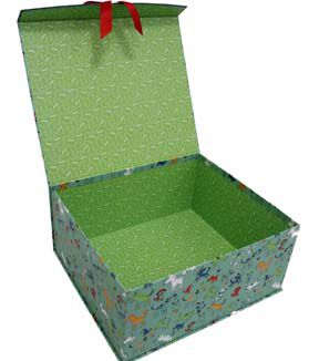 16 Dog Prints on Green Flip Top Box With Bow by Place & Time