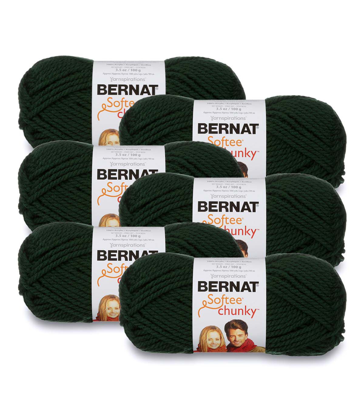 Bernat Softee Chunky 108yds Super Bulky Acrylic Yarn 6 Bundle