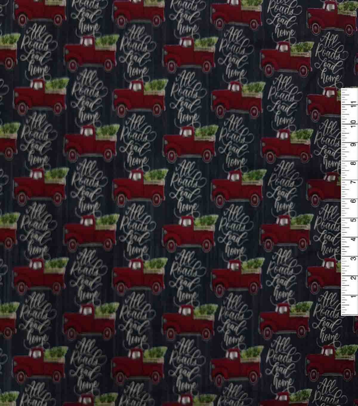 All Roads Lead Home & Truck Super Snuggle Christmas Flannel Fabric