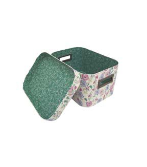 13 Floral on White Oval Box With Cut Out Handles by Place & Time