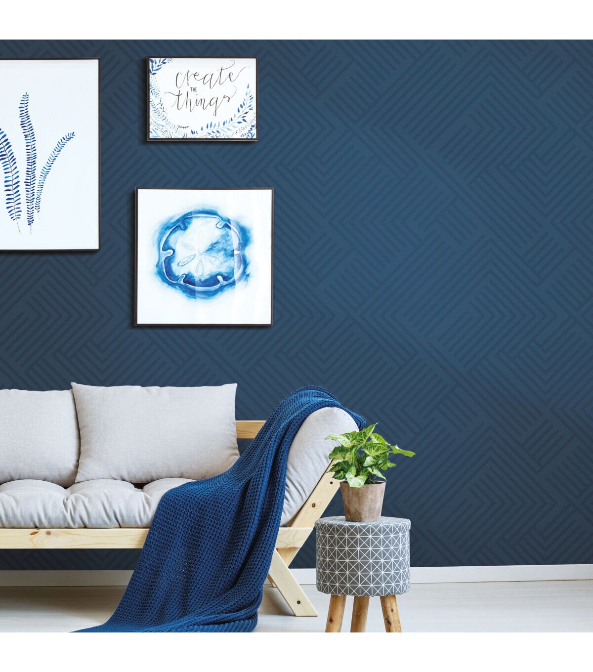 RoomMates Wallpaper Blue Perplexing