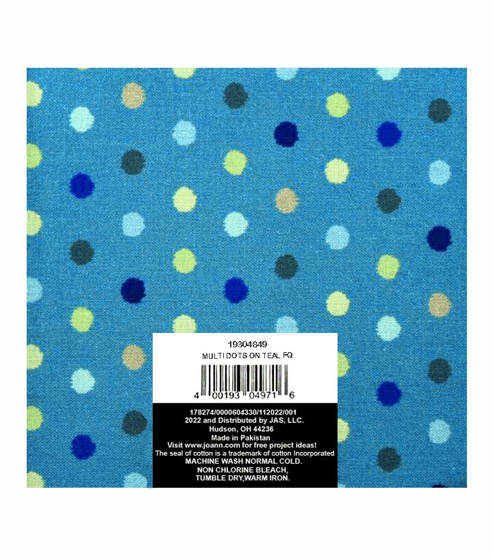18 x 21 Multicolor Dots Cotton Fabric Quarter 1pc by Keepsake Calico