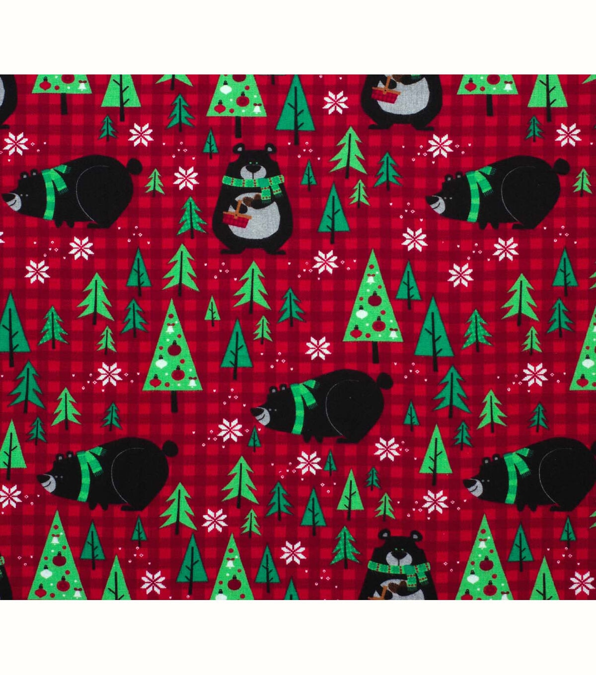 Northwoods Bears on Plaid Red Super Snuggle Flannel Fabric