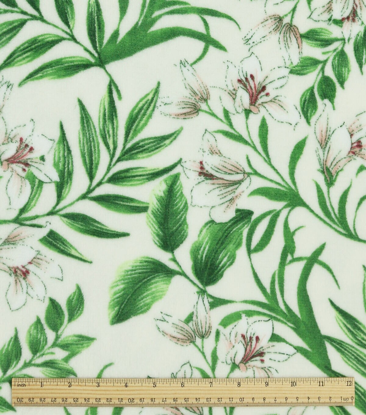 Summer Green Delicate Tropical Floral Sew Lush Fleece Fabric