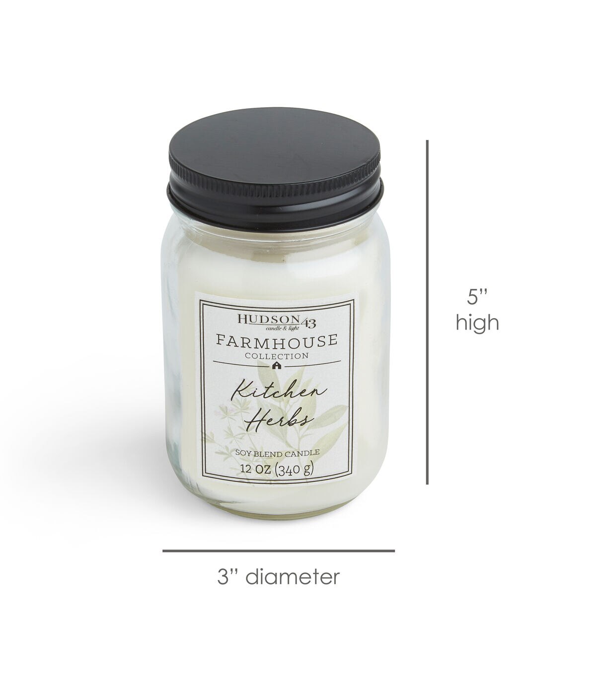 12oz Kitchen Herbs Scented Mason Jar Candle by Hudson 43