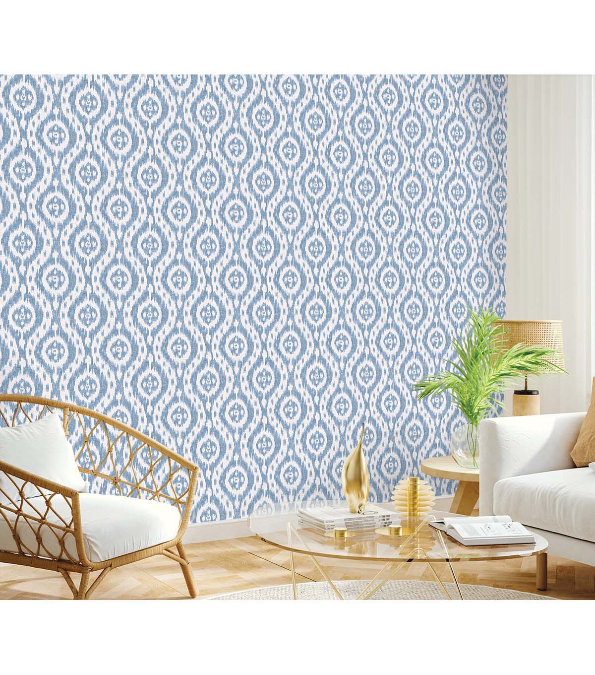 Surface Style 20.5' x 18' Chambray Ikat Tracery Peel & Stick Wallpaper