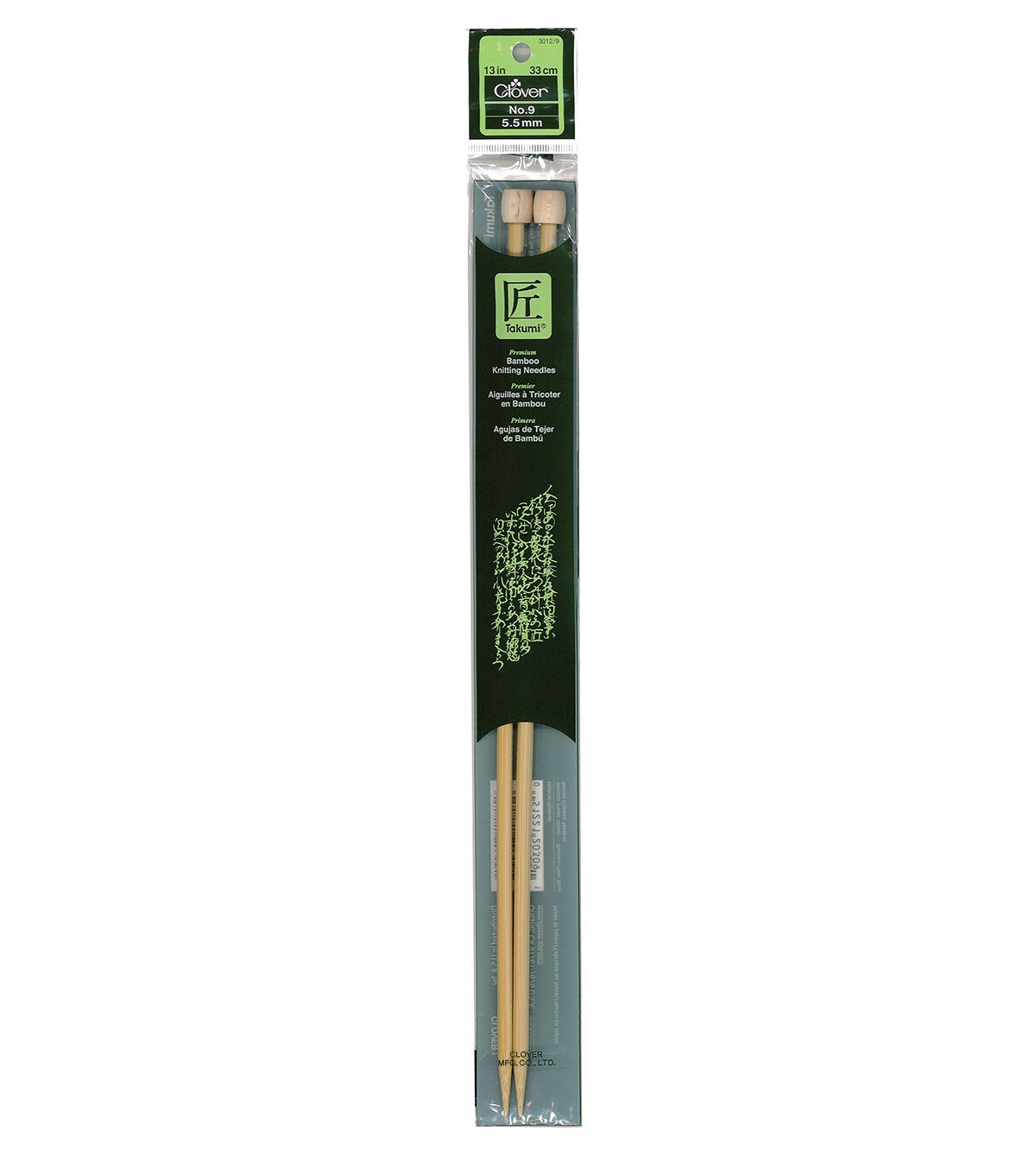 Clover 13 Bamboo Size 9 Single Point Knitting Needle Set