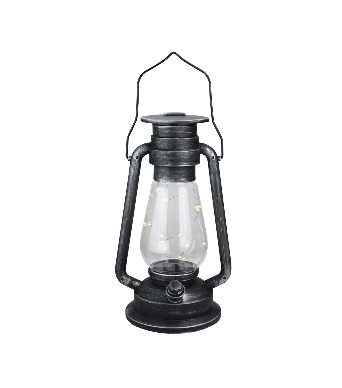 Northlight 12 Silver Black Traditional Lantern with Micro Lights