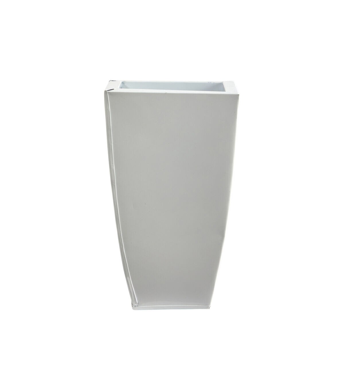 Nearly Natural 13 White Tapered Geometric Metal Planter