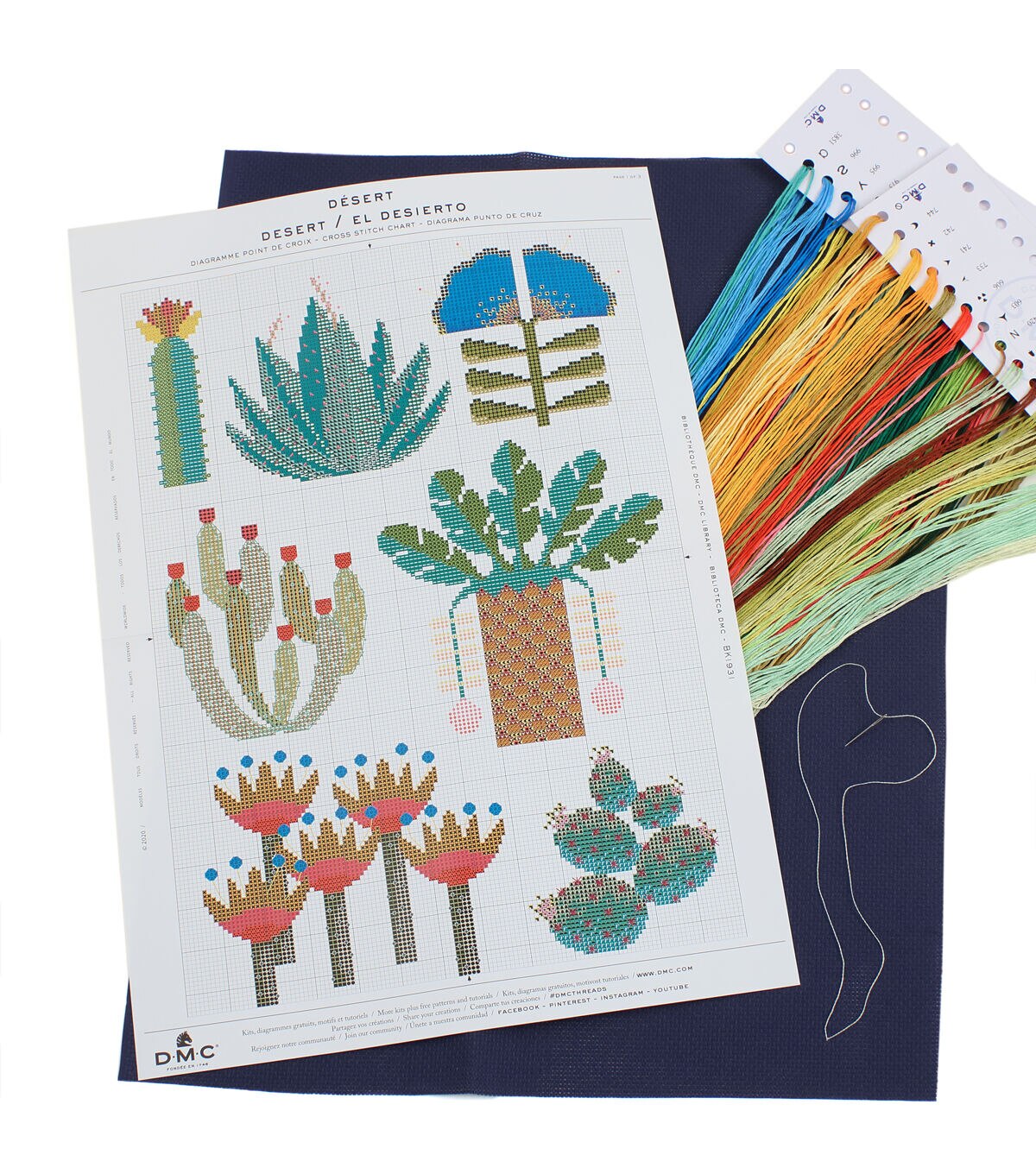 DMC 9 x 13 Emily Peacock Botanical Desert Cross Stitch Kit