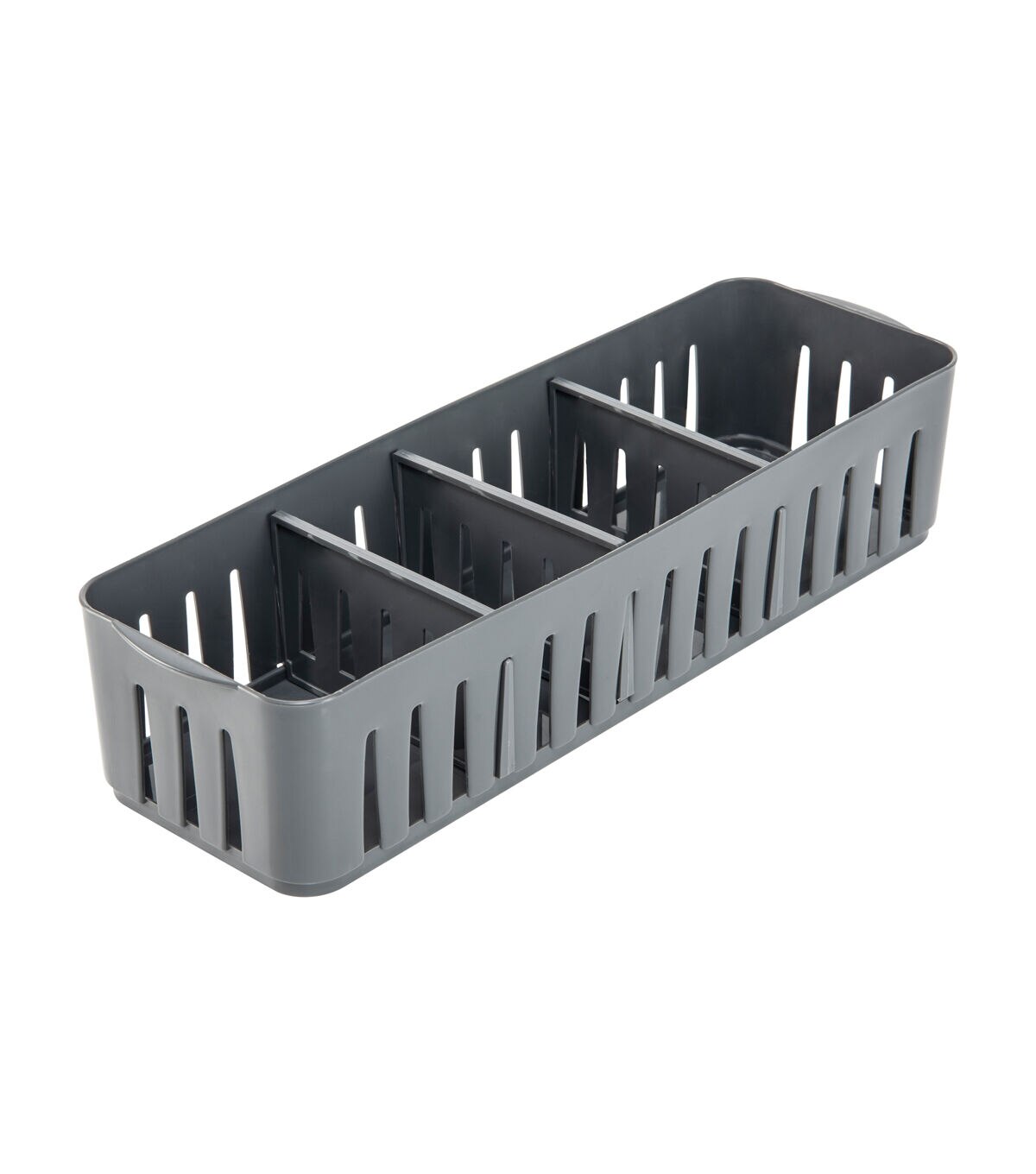 Simplify 12.5 Gray Stackable Organizer Bin With Adjustable Dividers