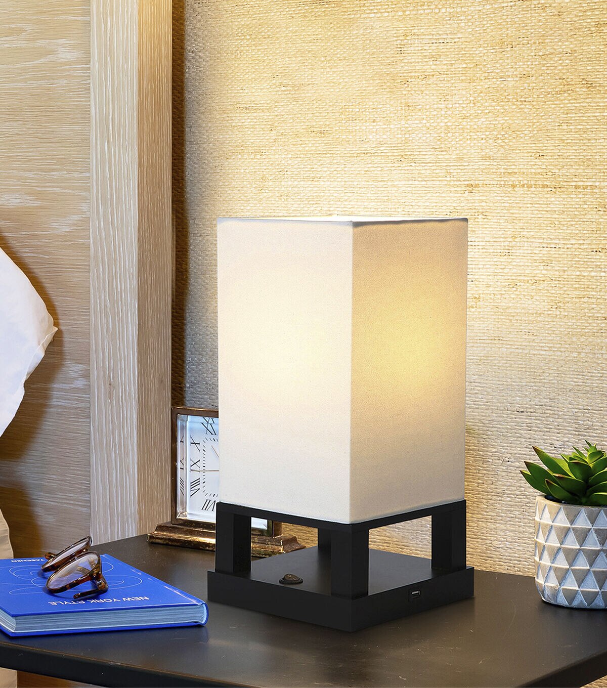Brightech Maxwell LED Table Lamp with USB Port - Black