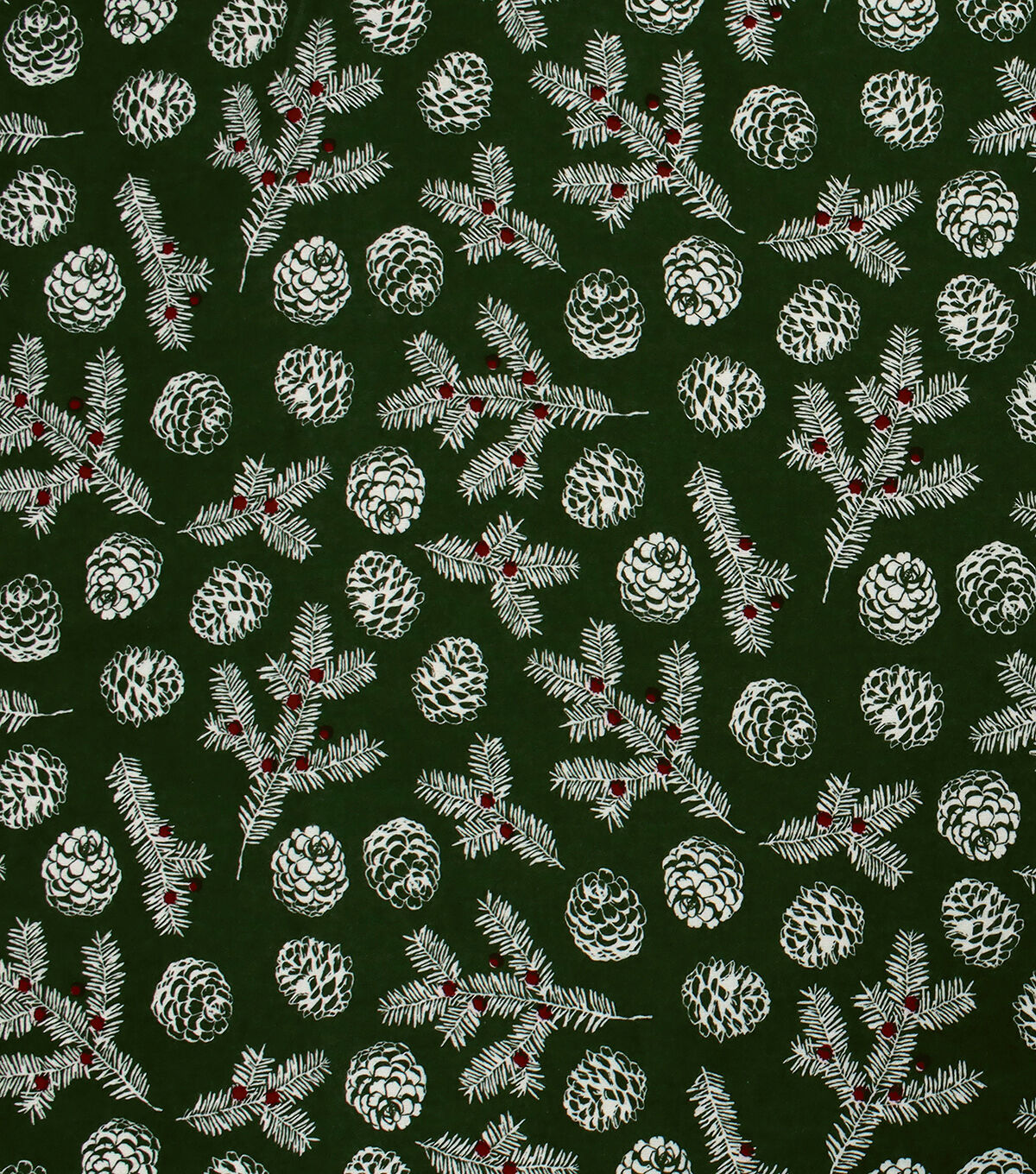 Pinecones & Pine on Green Super Snuggle Christmas Flannel Fabric