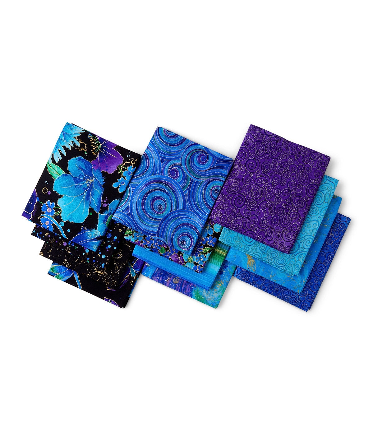 18 x 22 Hi Fashion Batik Metallic Cotton Fabric Quarter Bundles 12pc