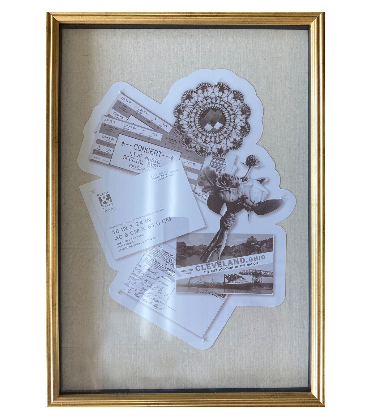 16 x 24 Rounded Elle Gold Champagne Shadowbox by Place & Time
