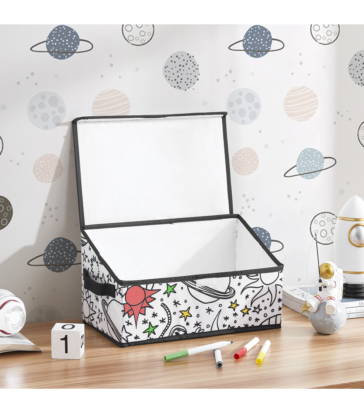 14 x 8 Outer Space Children’s Color In Storage Cube With Lid