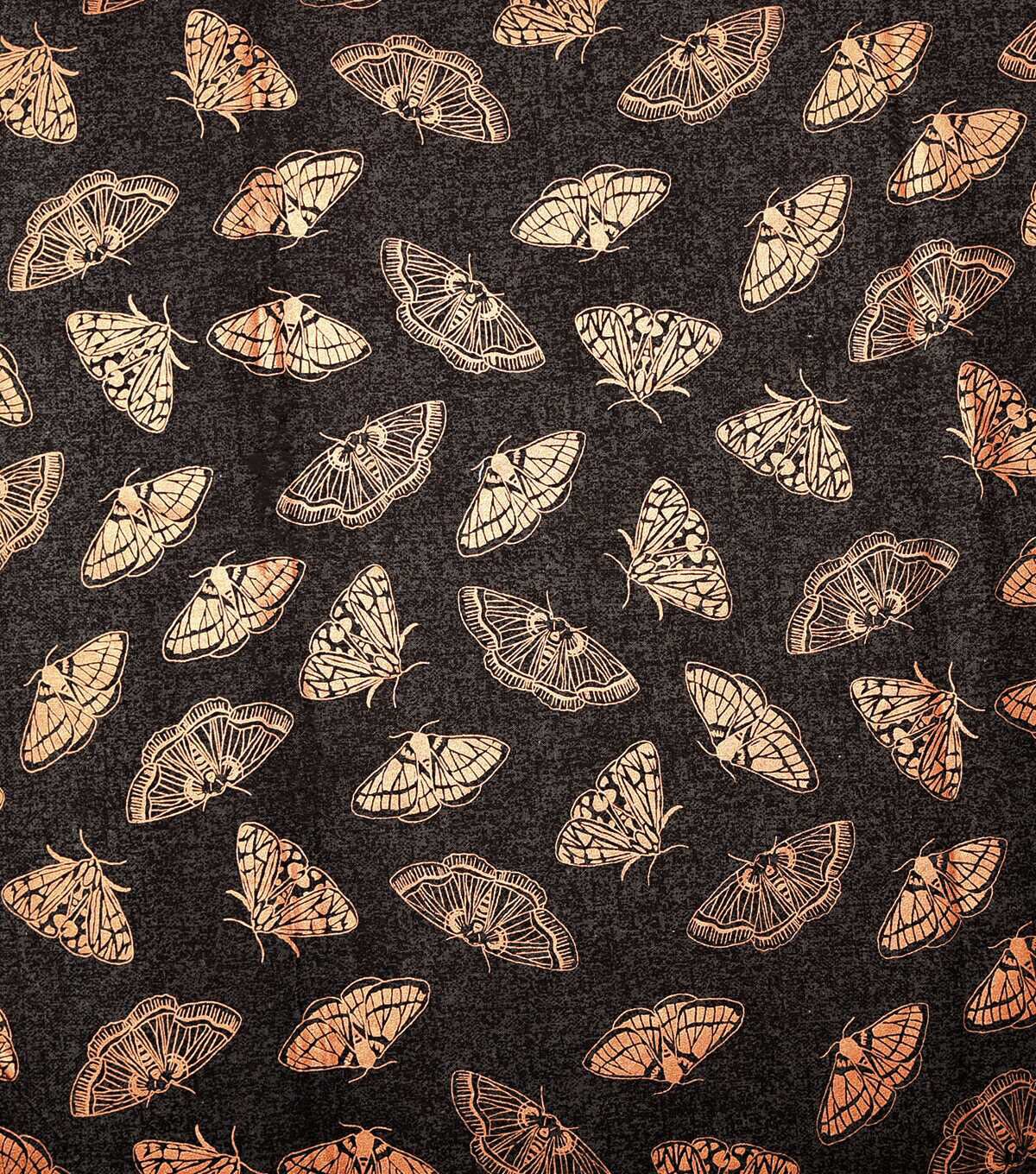 Pink Butterflies on Maroon Premium Print Metallic Cotton Fabric