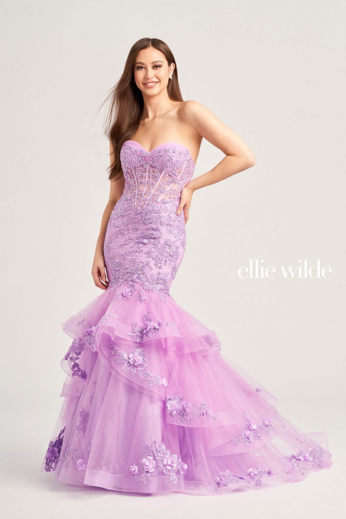 Ellie Wilde EW35239 Long Formal Glitter Mermaid Prom Dress