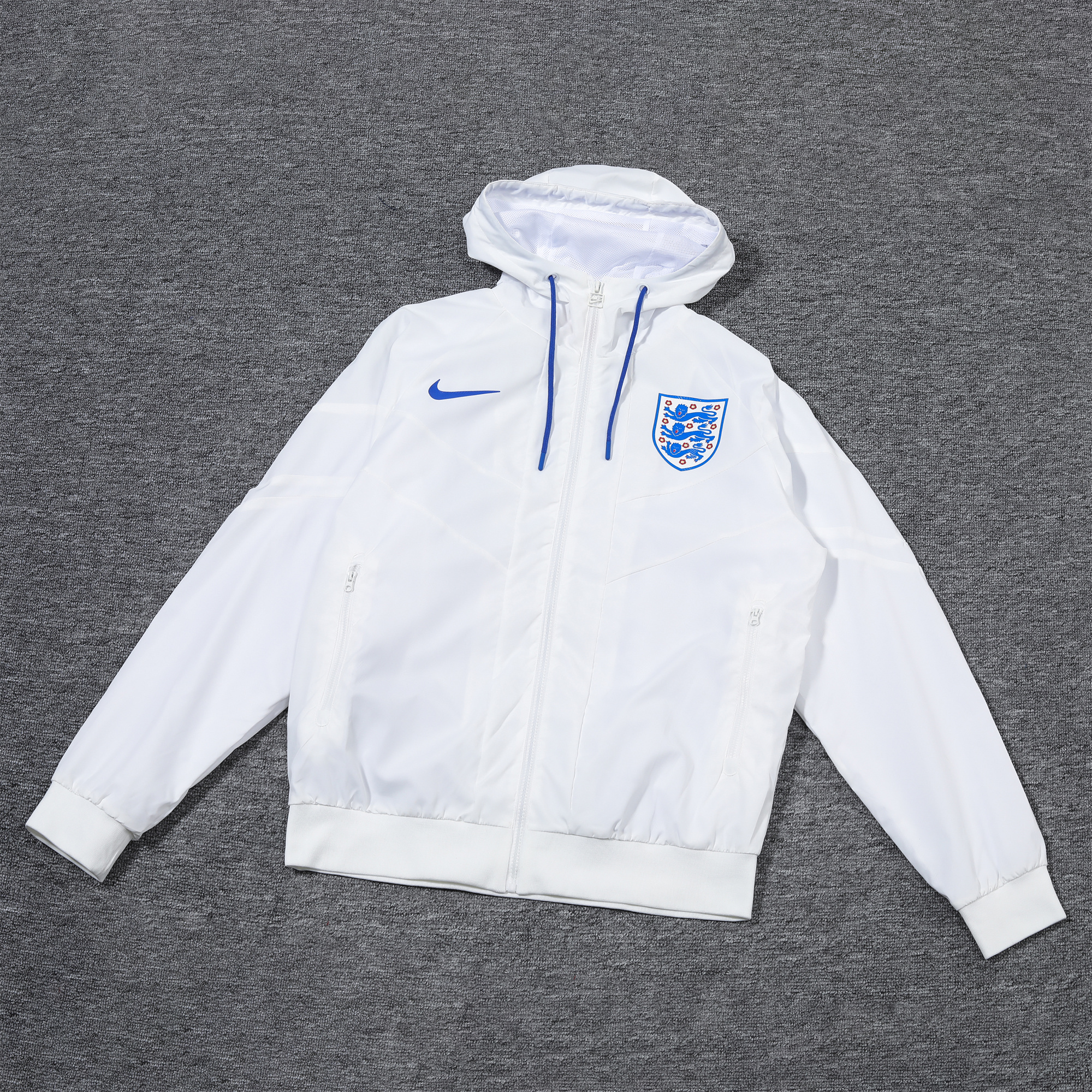 England 2024 National Team Anthem White Hooded Windbreaker - Player Version - YupooJersey