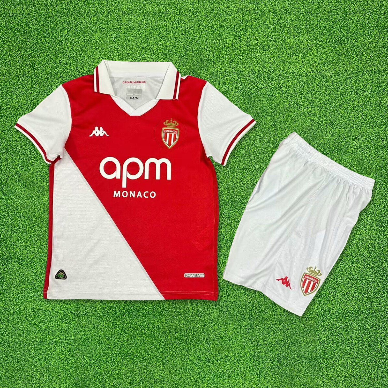 AS Monaco 24-25 Home Kids Kit - YupooJersey