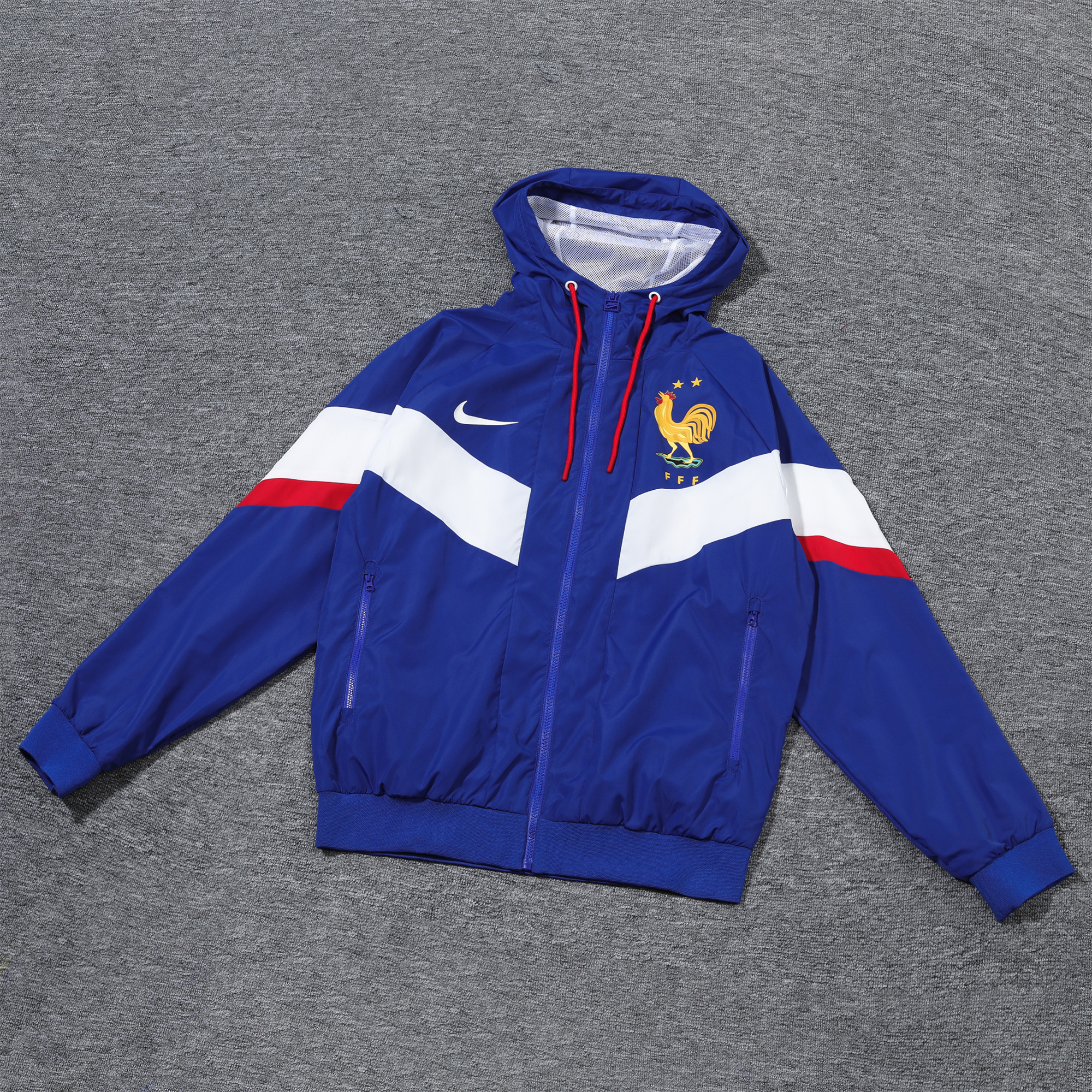 France 2024 National Team Anthem Blue Hooded Windbreaker - Player Version - YupooJersey