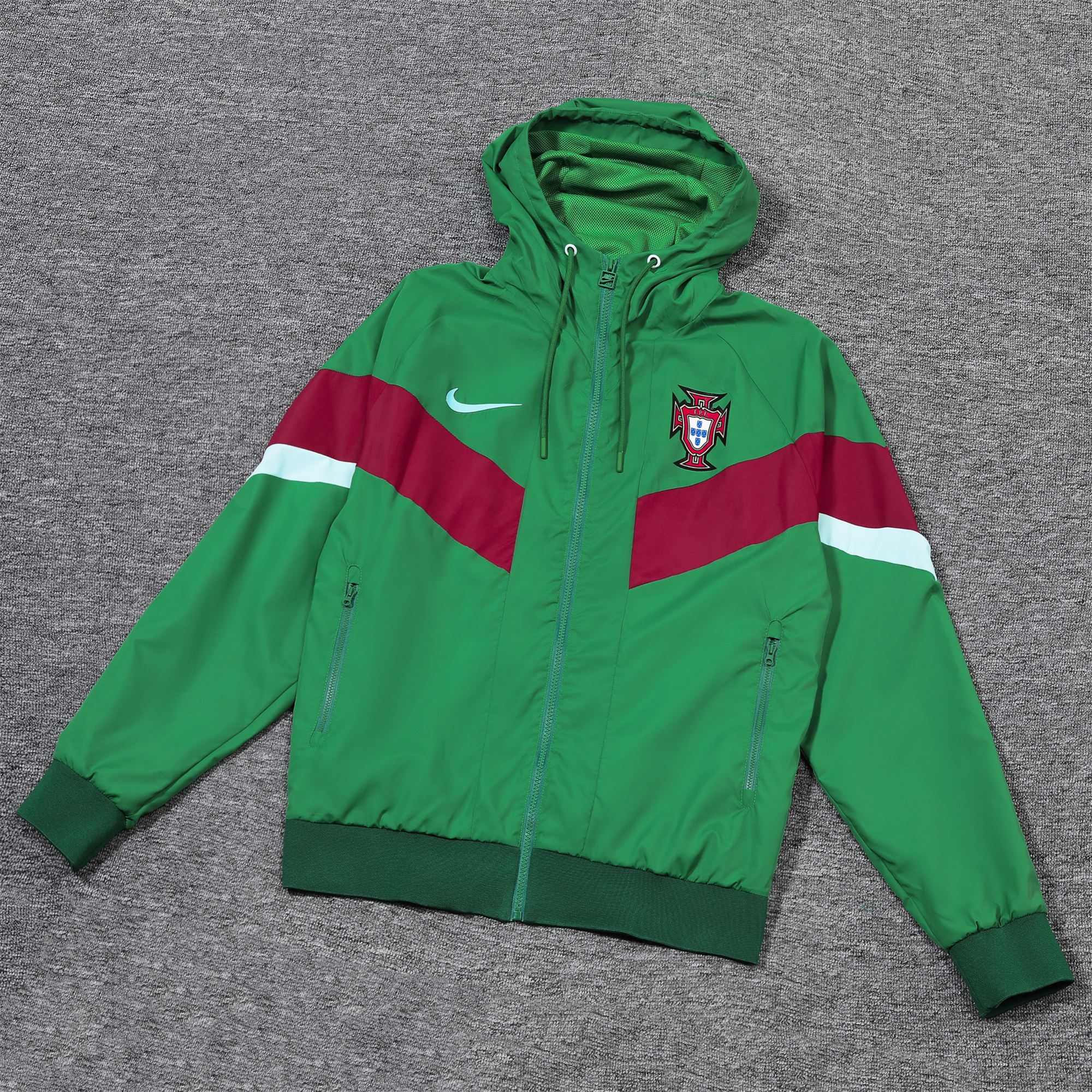 Portugal 2024 National Team Anthem Green Hooded Windbreaker - Player Version - YupooJersey