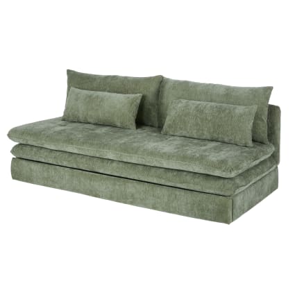 Clio - Canapé convertible 2/3 places en tissu recyclé vert kaki
