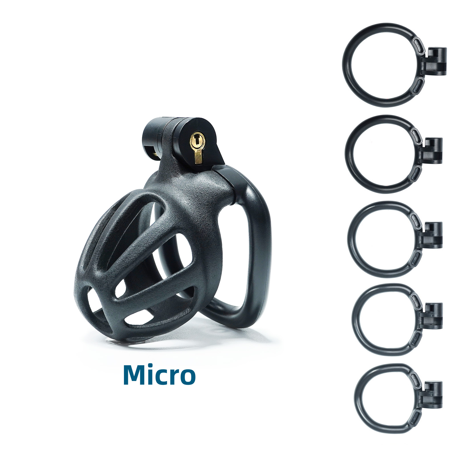 Male Chastity Cage, Large Chastity Device with 5 Sizes Rings and Invisible Lock for Man Penis Exercise Bondage Gear & Accessories Lightweight Adult Sex Toys (Black) - Ftm213213