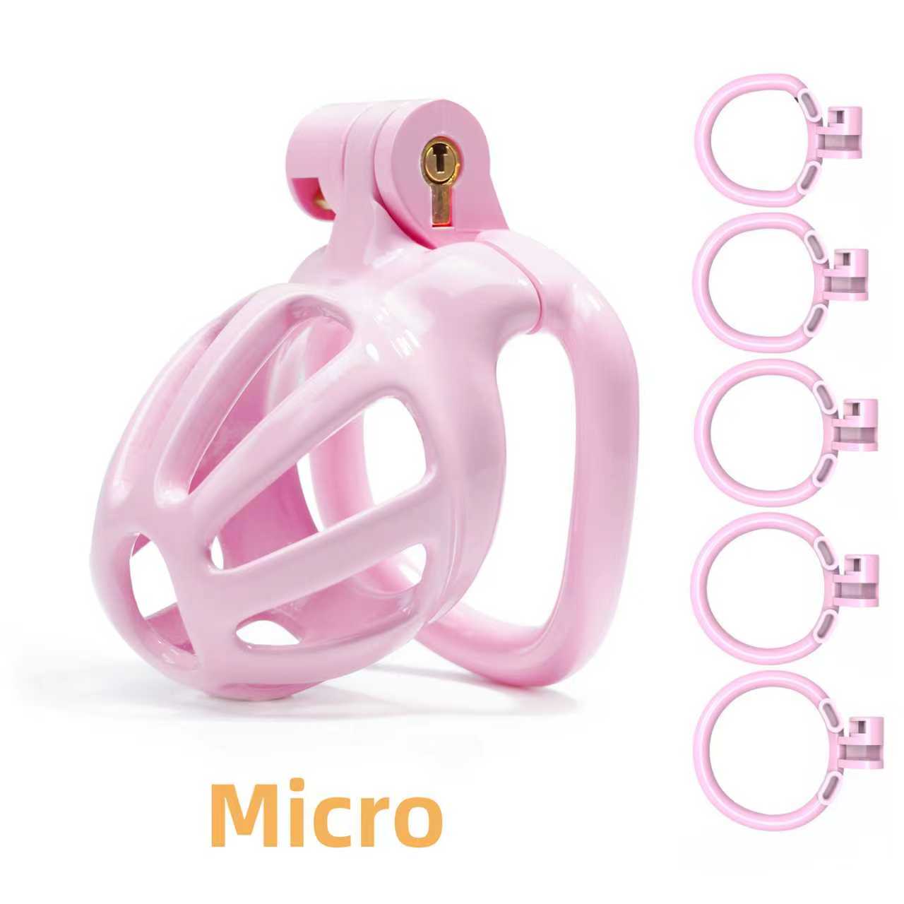 Male Chastity Cage, Lightweight Chastity Device with 5 Sizes Rings and Invisible Lock for Man Penis Exercise Bondage Gear & Accessories Adult Sex Toys (Pink) - Ftm213213