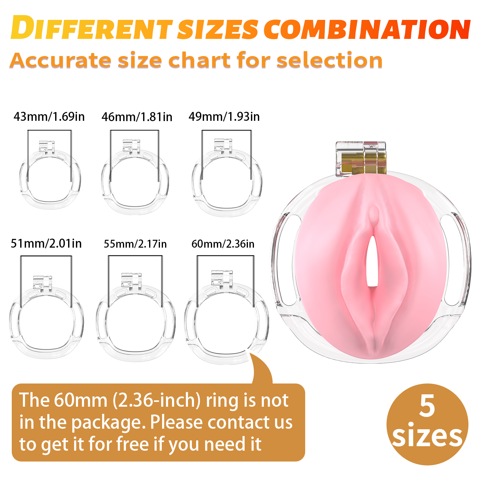 Male Chastity Cage 3D Printed Sissy Cage Cock Cage with Soft TPE Bondage Gear & Accessories Adult Sex Toys Slave Tool Chastity Devices (Pink) - Ftm213213