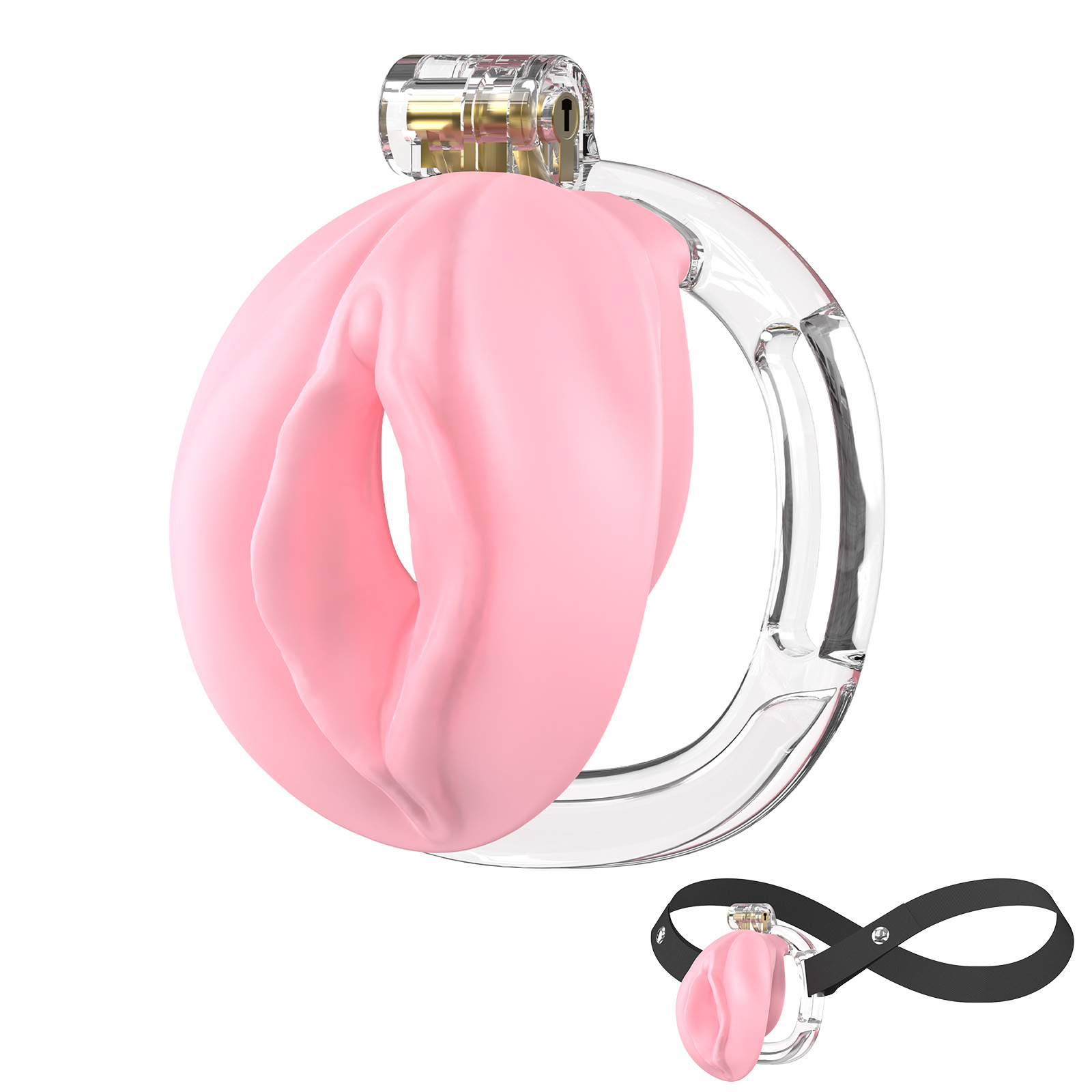 Male Chastity Cage 3D Printed Sissy Cage Cock Cage with Soft TPE Bondage Gear & Accessories Adult Sex Toys Slave Tool Chastity Devices (Pink) - Ftm213213
