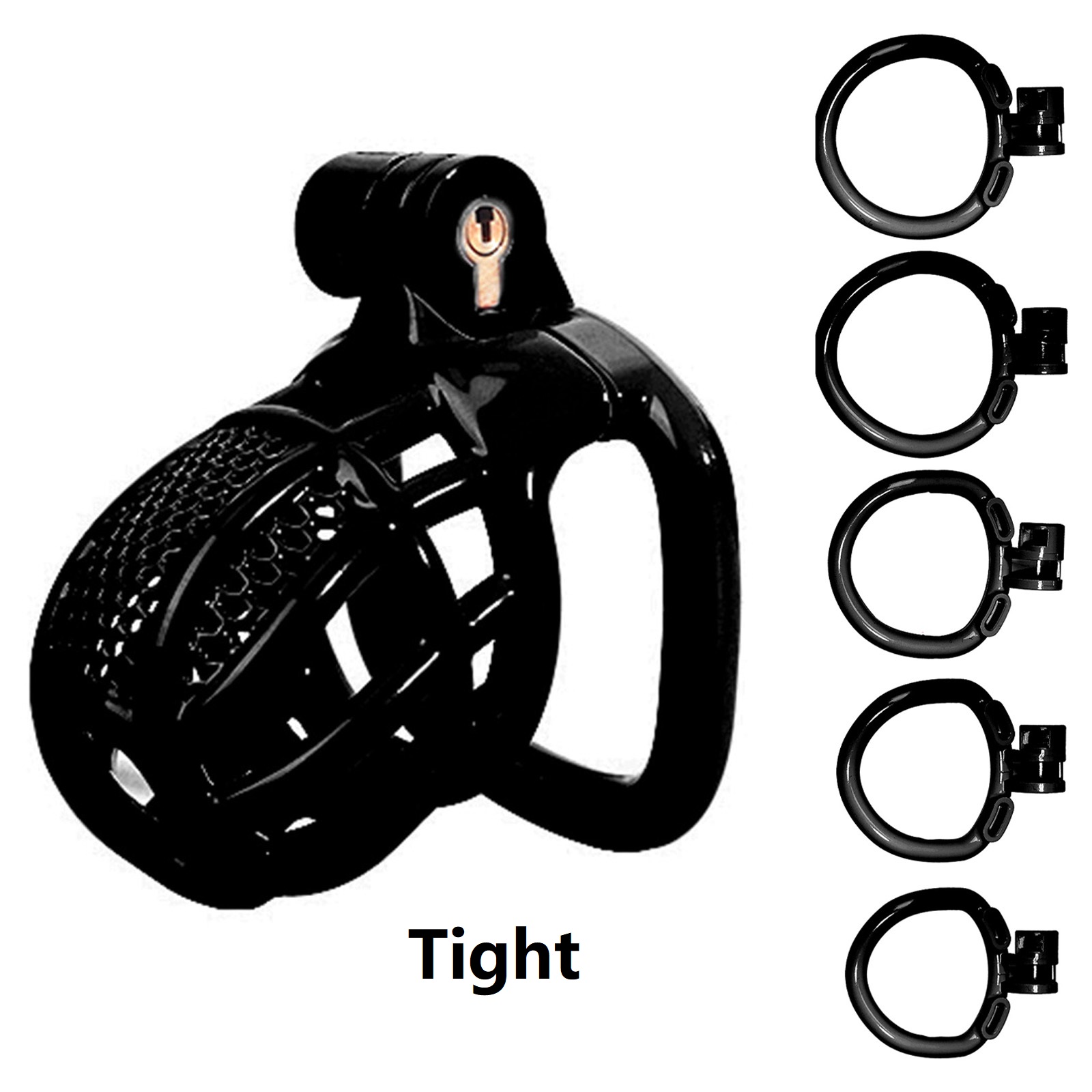 Best Male Chastity Cage with 5 Rings – 3D Printed Cock Cage & Bondage Gear(black) - Ftm213213
