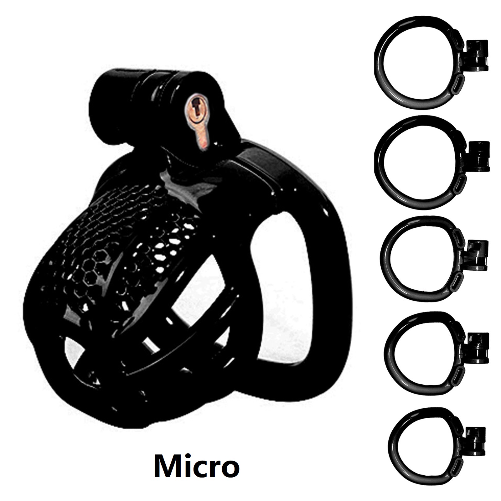 Best Male Chastity Cage with 5 Rings – 3D Printed Cock Cage & Bondage Gear(black) - Ftm213213