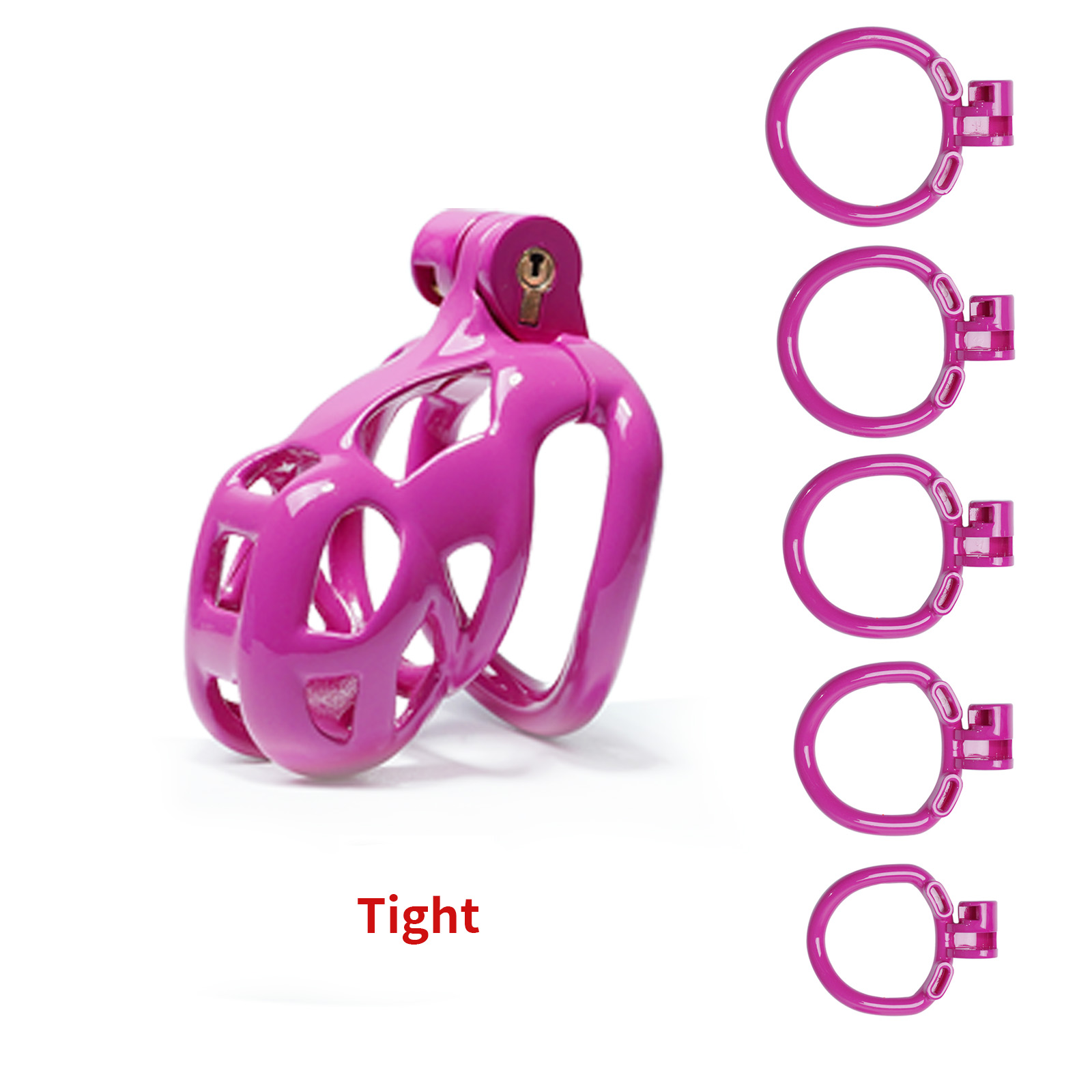 Male Chastity Cage with Lock & 5 Rings Resin Virginity for Men(Purple) - Ftm213213