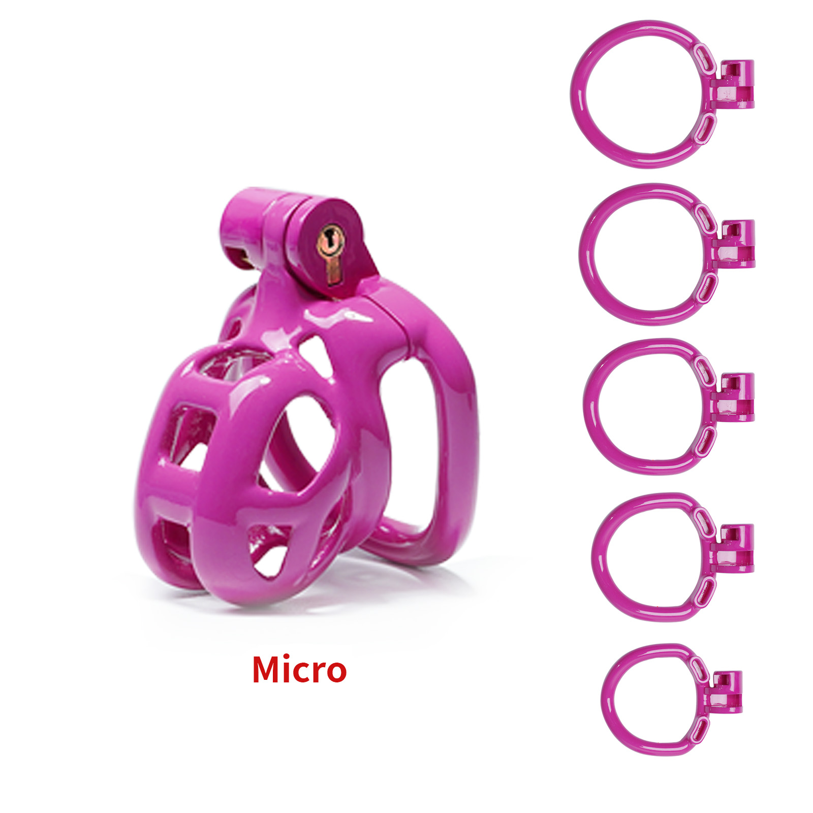 Male Chastity Cage with Lock & 5 Rings Resin Virginity for Men(Purple) - Ftm213213