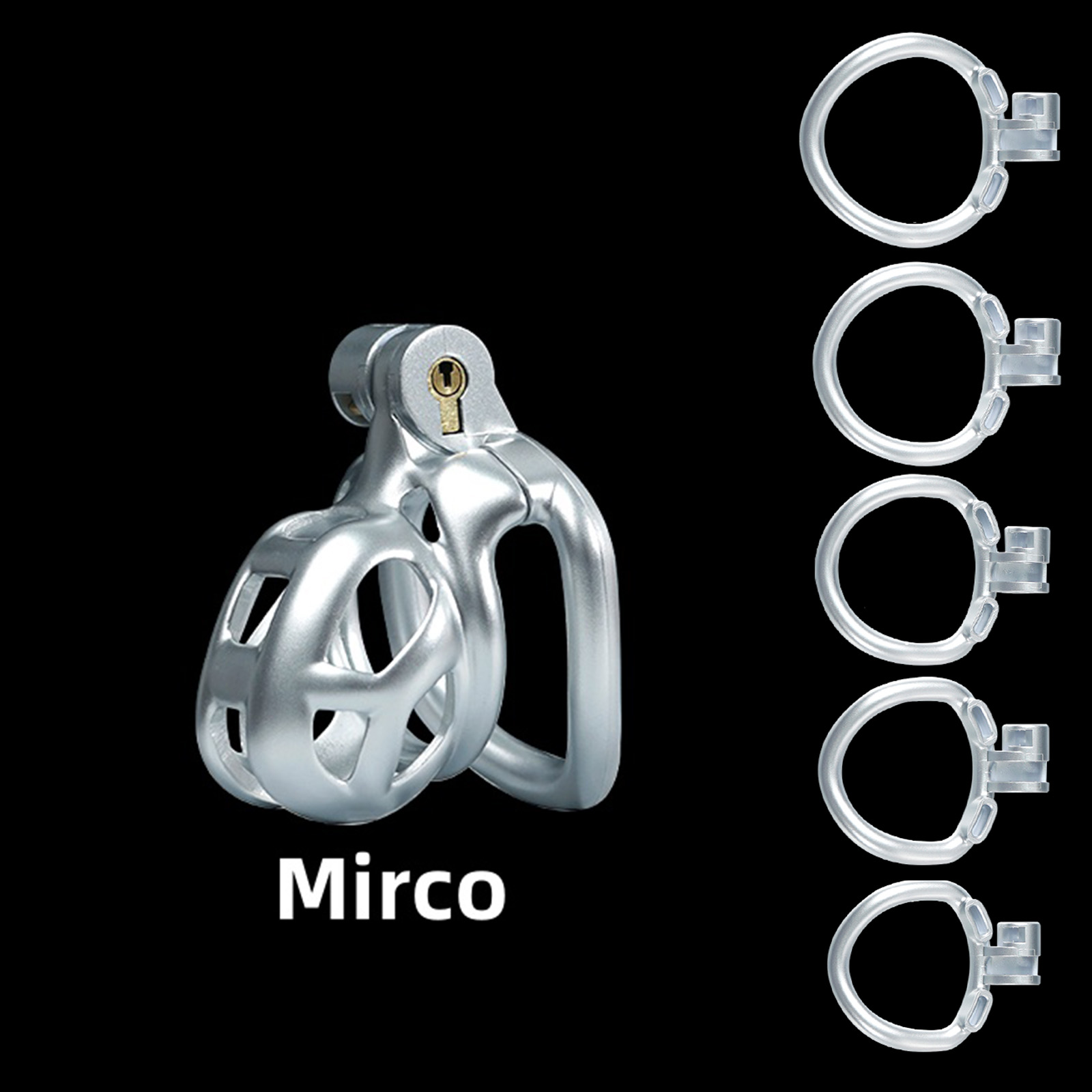 3D Printed Male Chastity Cage with Catheter Chastity Device with 5 Rings Cock Cage for Men Penis Exercise Bondage Gear & Accessories BDSM Sex Toy Slave Tool(Silver) - Ftm213213