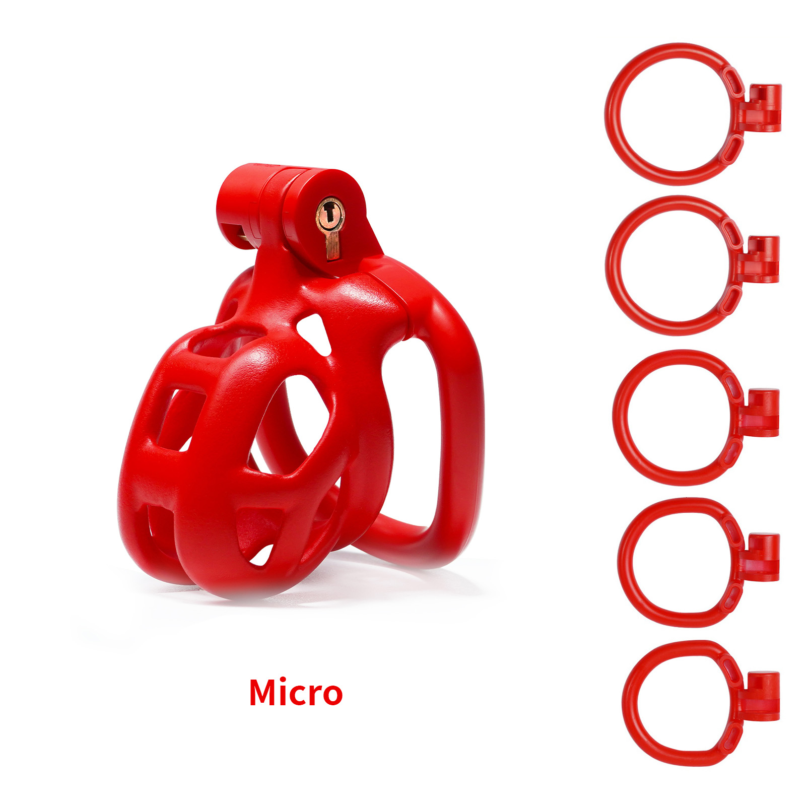 Male Chastity Cage, Large Chastity Device with 5 Sizes Rings and Invisible Lock for Man Penis Exercise Bondage Gear & Accessories Lightweight Adult Sex Toys ( Red) - Ftm213213