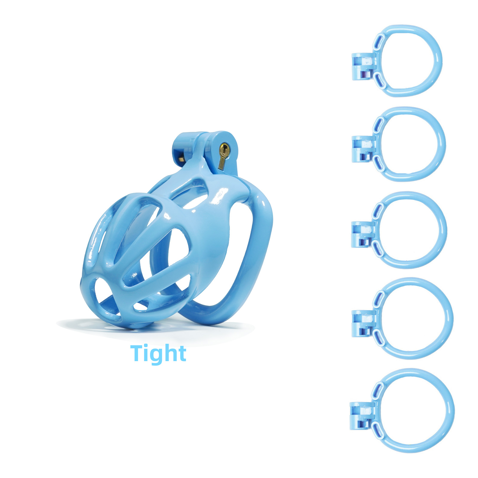 Most Secure & Comfortable Chastity Cage – 3D-Printed Lightweight with 5 Rings & Hidden Lock ( Blue) - Ftm213213