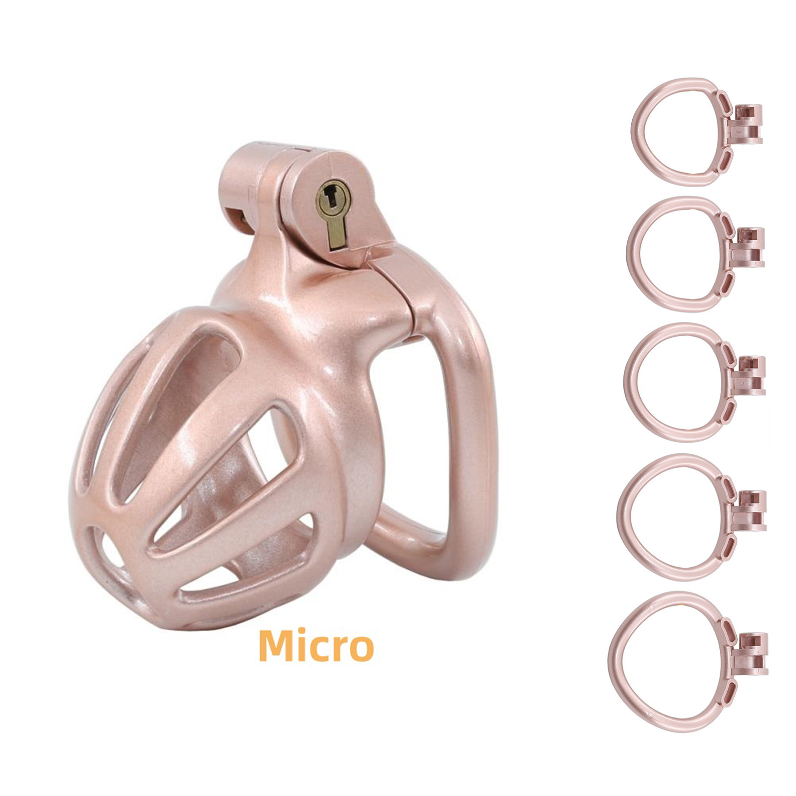 3D Printed Male Chastity Cage with Catheter Chastity Device with 5 Rings Cock Cage for Men Penis Exercise Bondage Gear & Accessories BDSM Sex Toy Slave Tool(Rose gold) - Ftm213213