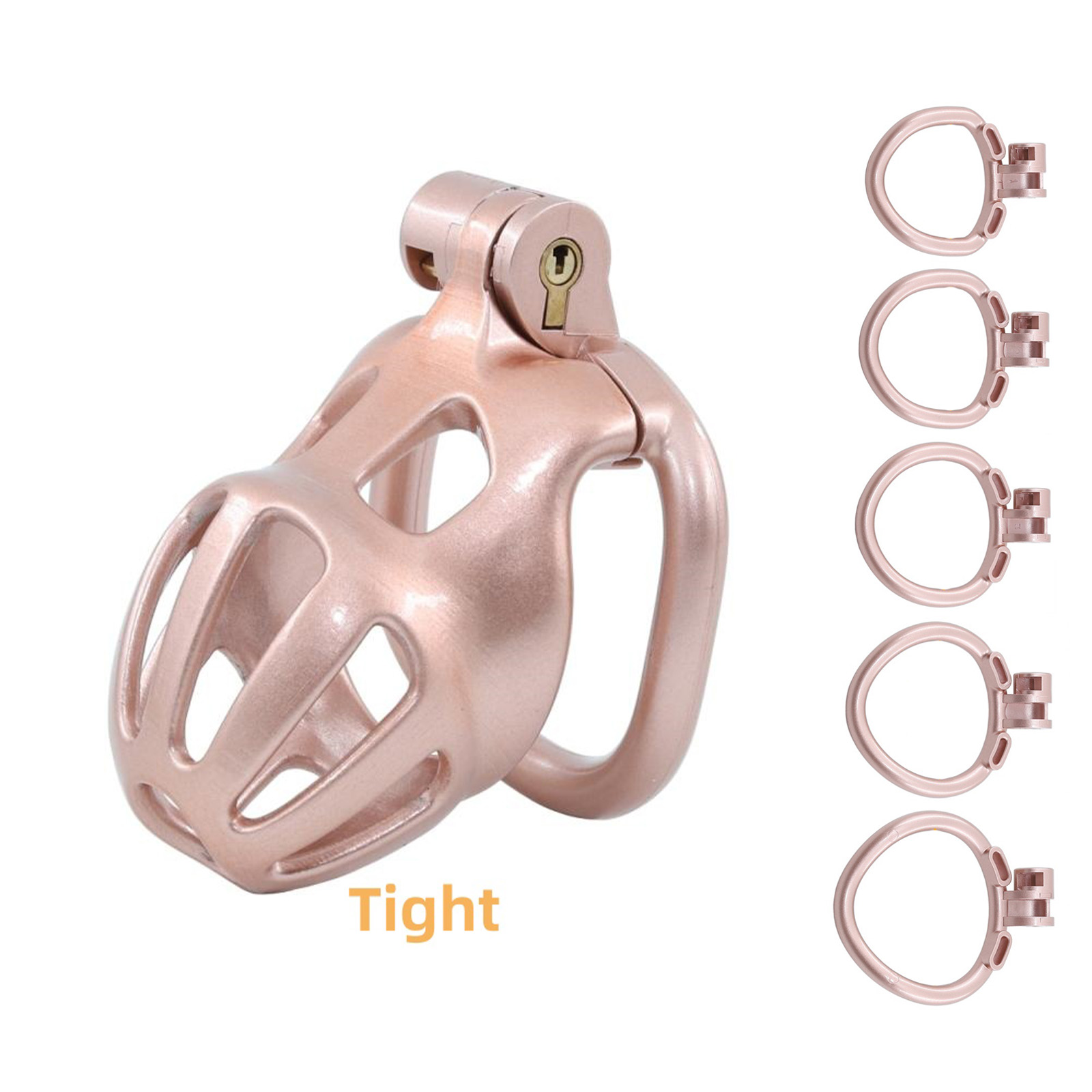3D Printed Male Chastity Cage with Catheter Chastity Device with 5 Rings Cock Cage for Men Penis Exercise Bondage Gear & Accessories BDSM Sex Toy Slave Tool(Rose gold) - Ftm213213
