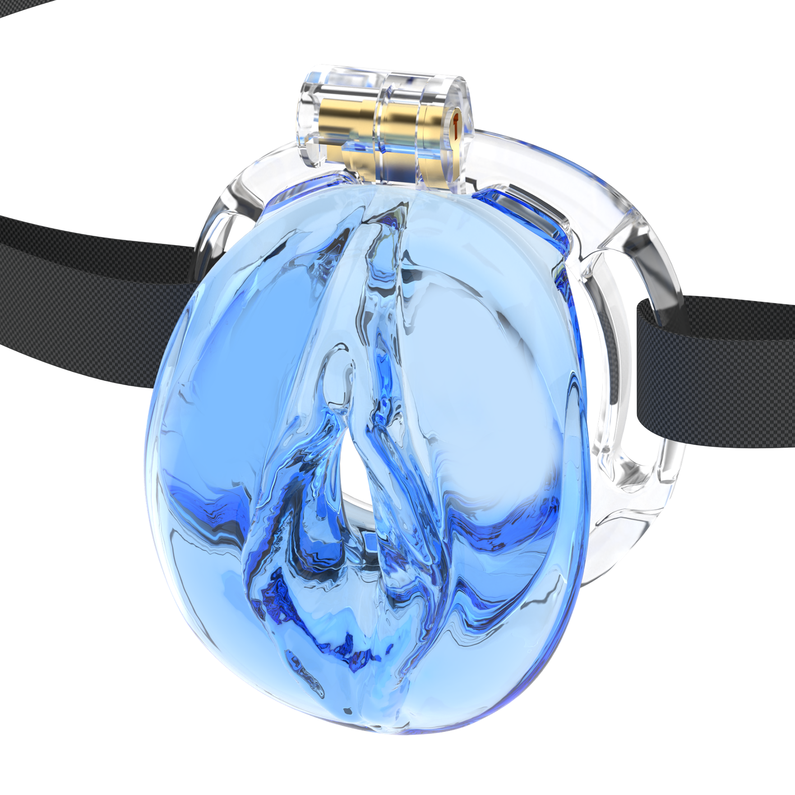 Male Chastity Cage 3D Printed Sissy Cage Cock Cage with Soft TPE Bondage Gear & Accessories Adult Sex Toys Slave Tool Chastity Devices (Blue transparent) - Ftm213213