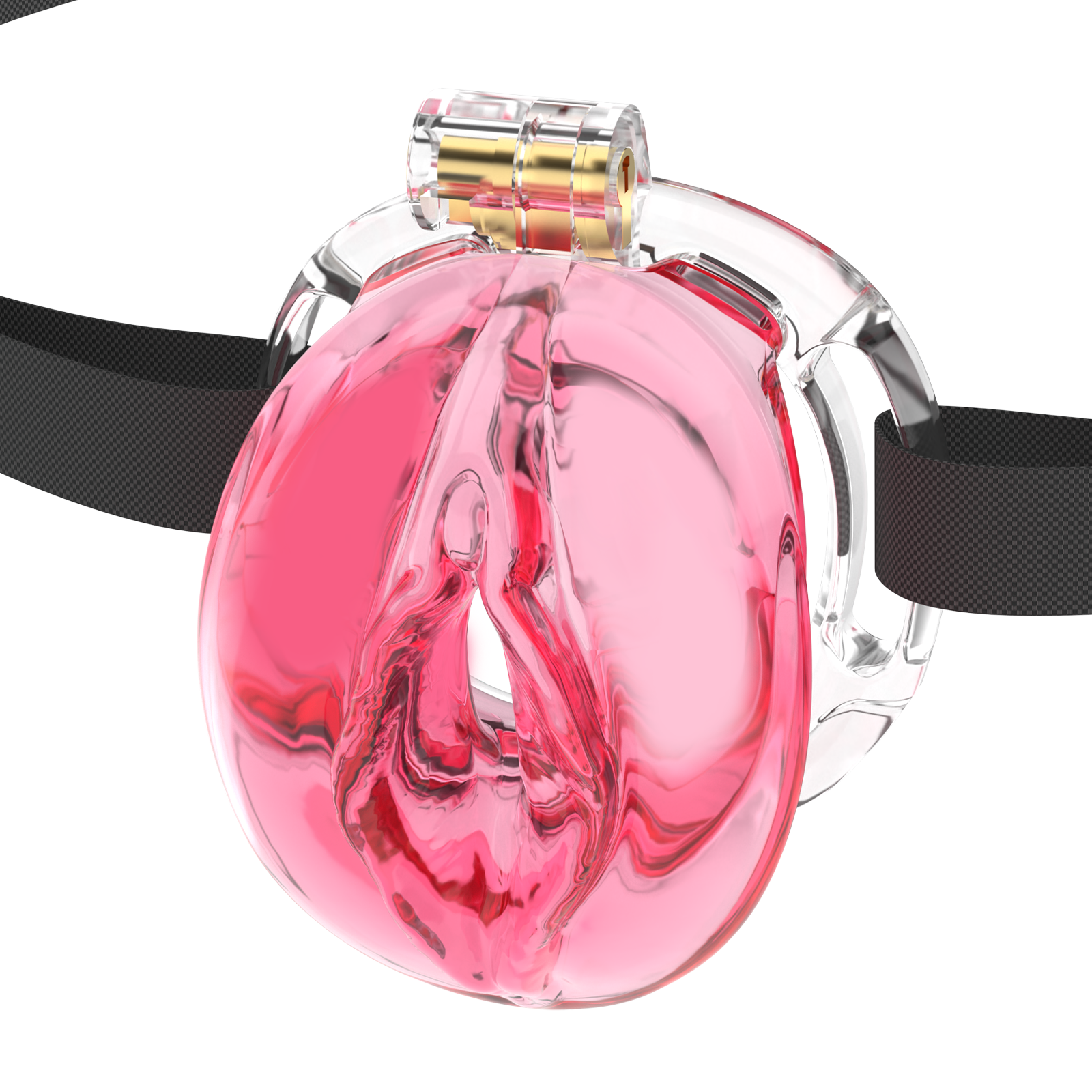 Male Chastity Cage 3D Printed Sissy Cage Cock Cage with Soft TPE Bondage Gear & Accessories Adult Sex Toys Slave Tool Chastity Devices (Pink transparent) - Ftm213213