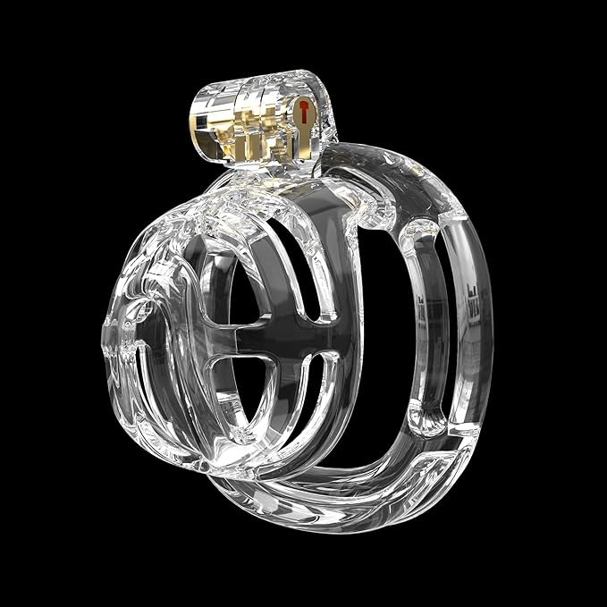 3D Printed Chastity Cage Chastity Devices for Men Bondage Gear & Accessories Lightweight Plastic Cock Cage Slave Tool with 4 Sizes Rings and Elastic Belt (Transparent) - Ftm213213