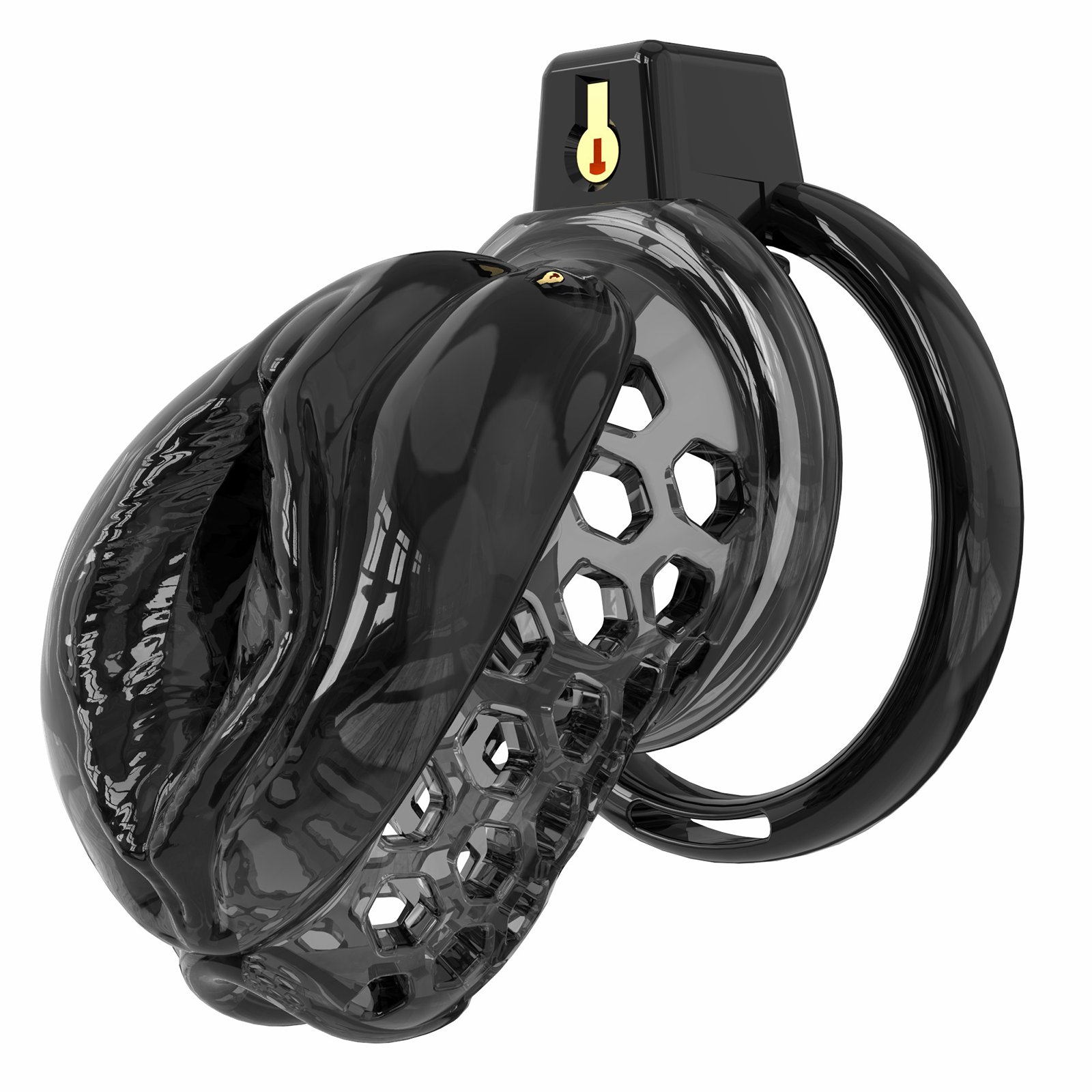 Black Male Chastity Cage with Realistic Labia