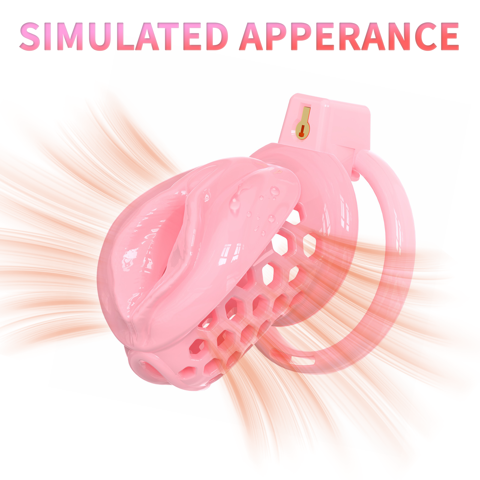 Male Chastity Cage Sissy Cage Cock Cage Covored with Soft TPE with Realistic Labia Bondage Gear & Accessories Adult Sex Toys Slave Tool Chastity Devices (Pink) - Ftm213213