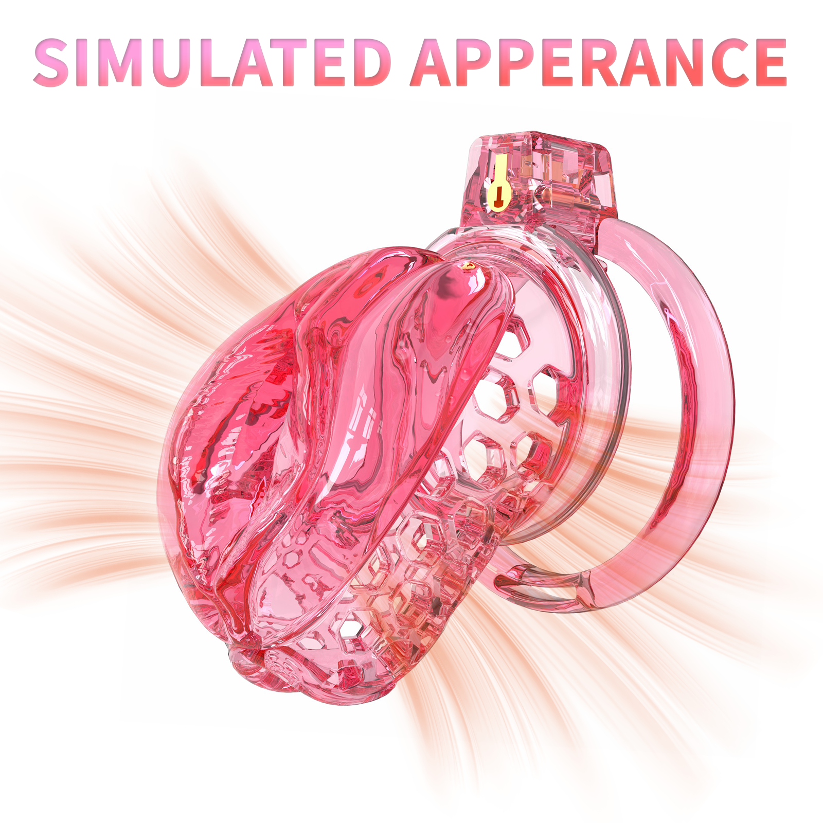 Male Chastity Cage Sissy Cage Cock Cage Covored with Soft TPE with Realistic Labia Bondage Gear & Accessories Adult Sex Toys Slave Tool Chastity Devices (Red) - Ftm213213