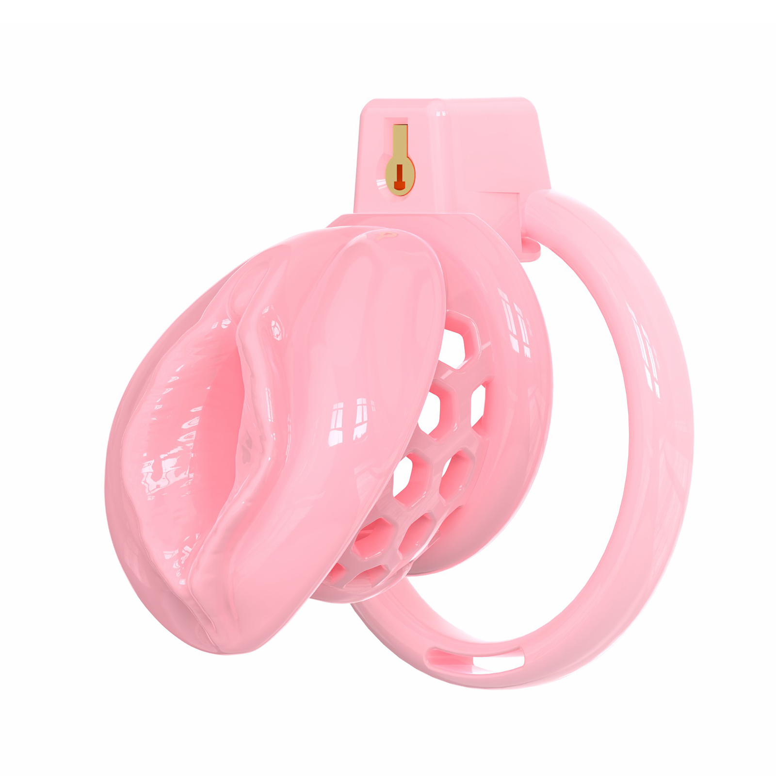 Pink TPE Male Chastity Cage with Realistic Labia