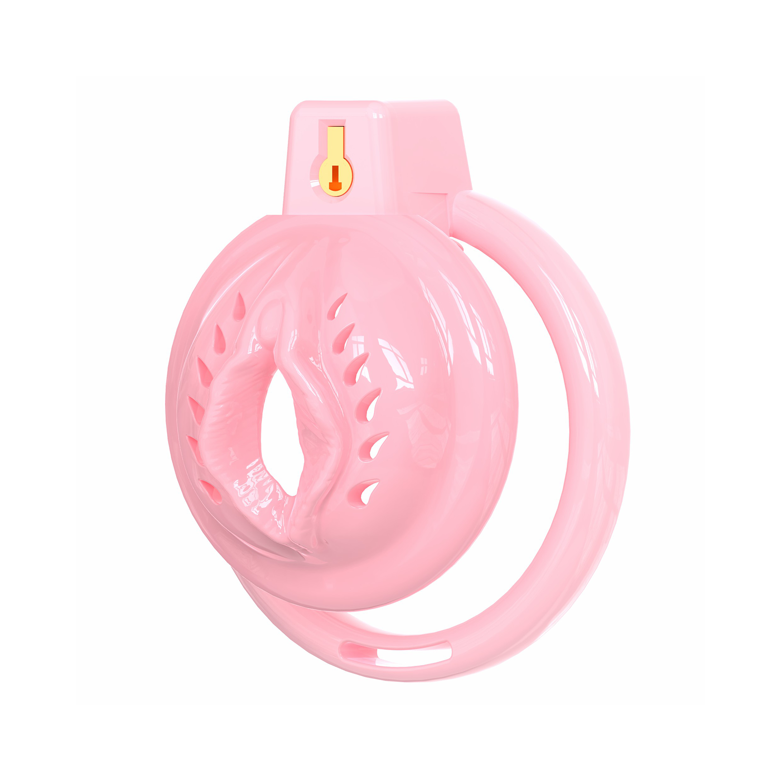 Chastity Cage Male Cock Cage -  Soft Silicone Chastity Devices Adult Toys, Inverted Male Chasity Cages with 6 Penis Ring, BDSM Bondage Toys for Men, Flat Penis Cage Clitoris （Pink) - Ftm213213