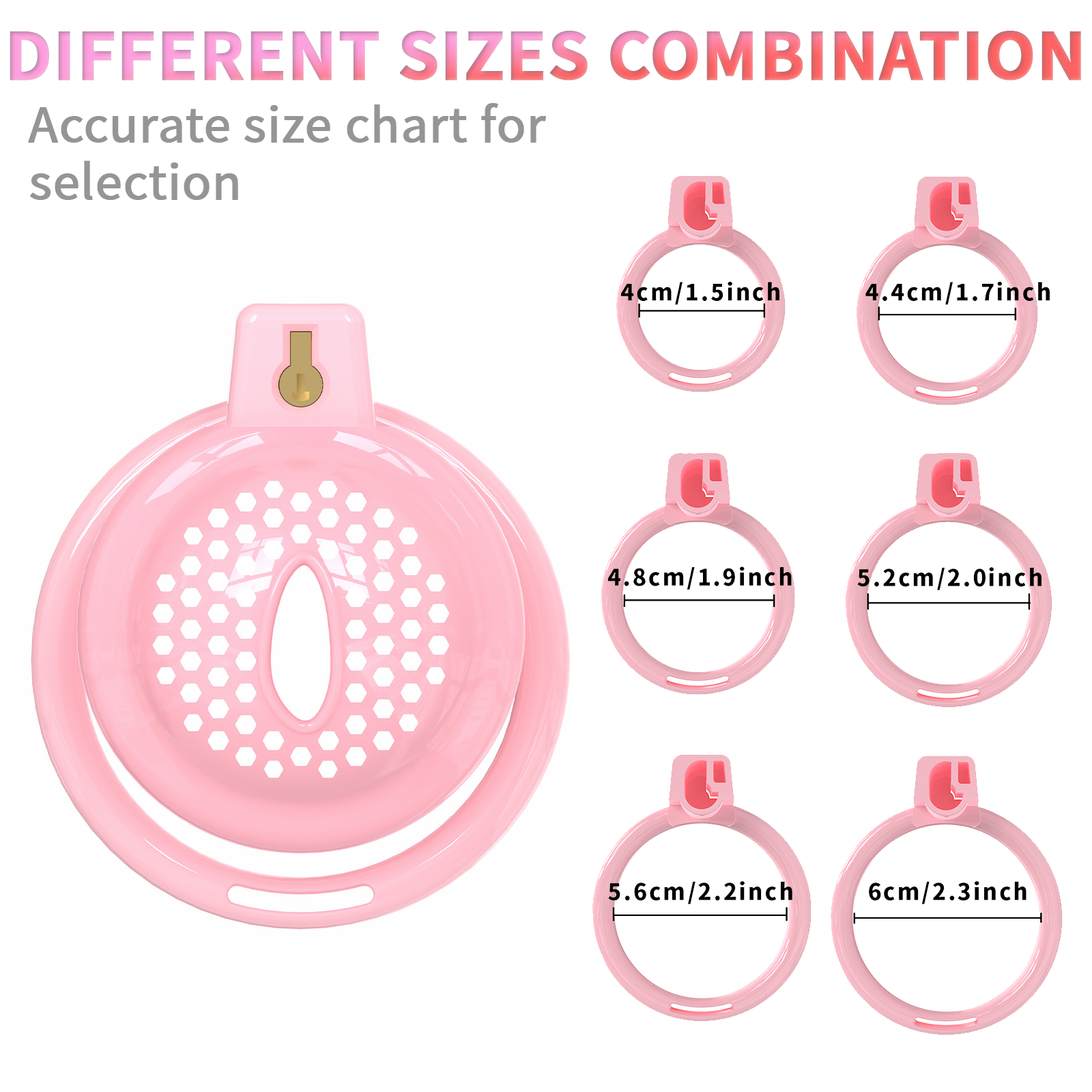 Chastity Cage Male Cock Cage - Soft Silicone Chastity Devices Adult Toys, Inverted Male Chasity Cages with 6 Penis Ring, BDSM Bondage Toys for Men, Flat Penis Cage Favose（Pink） - Ftm213213