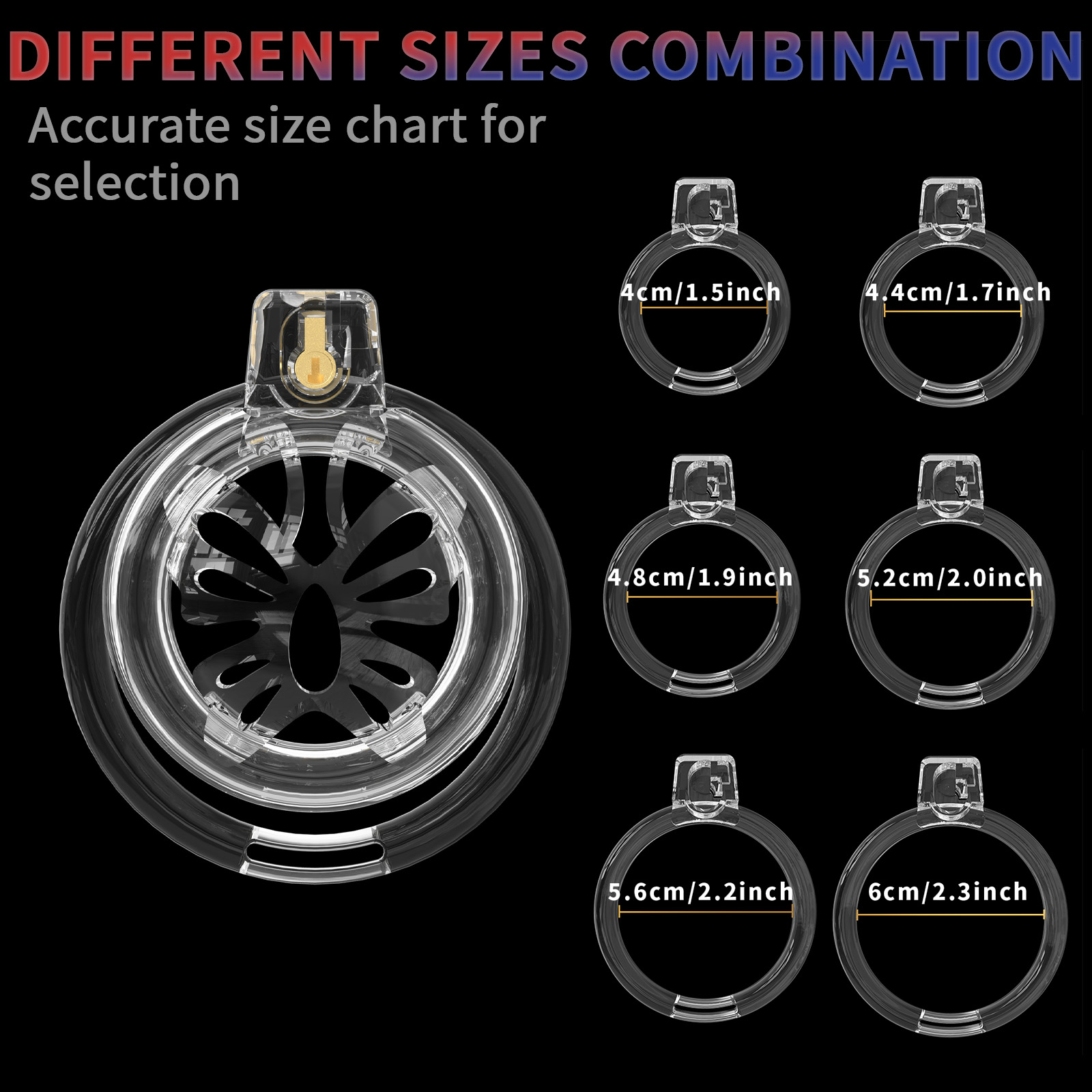 Chastity Cage Male Cock Cage - Soft Silicone Chastity Devices Adult Toys, Inverted Male Chasity Cages with 6 Penis Ring, BDSM Bondage Toys for Men, Flat Penis Cage Butterfly（Transparent） - Ftm213213